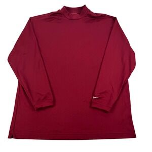 Nike Golf FIT DRY Shirt Mens 2XL Red Long Sleeve Mock Neck Tagless Athletic Tee